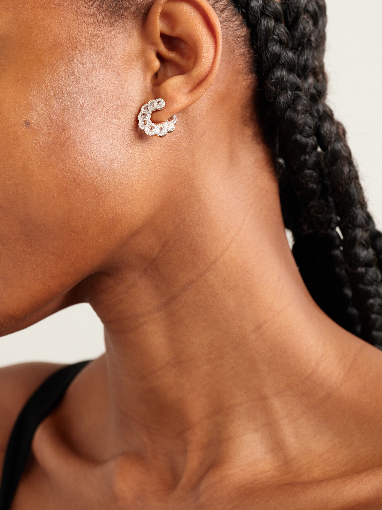 David Morris 18-karat White Gold Diamond Hoop Earrings In Metallic