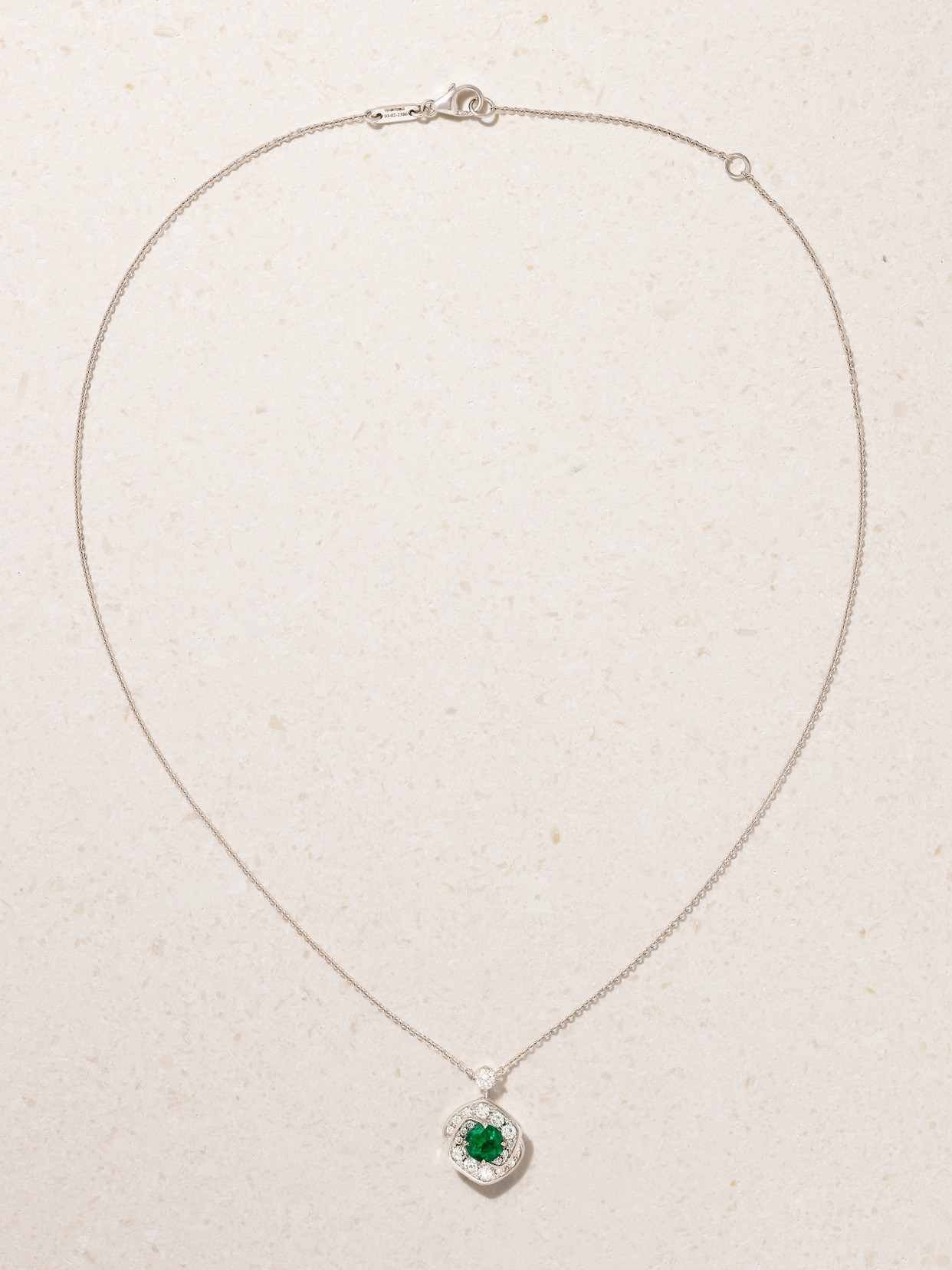 David Morris Frozen Kiss 18-karat White Gold, Emerald And Diamond Necklace In Green