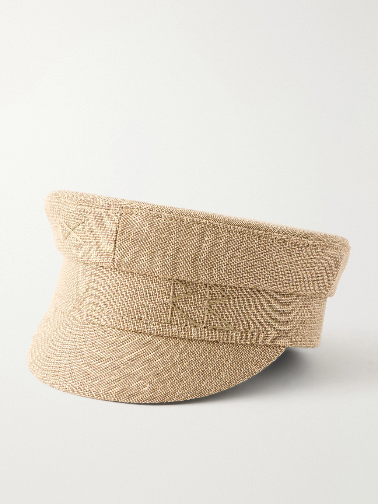 Ruslan Baginskiy Baker Boy Embroidered Woven Cap In Neutral