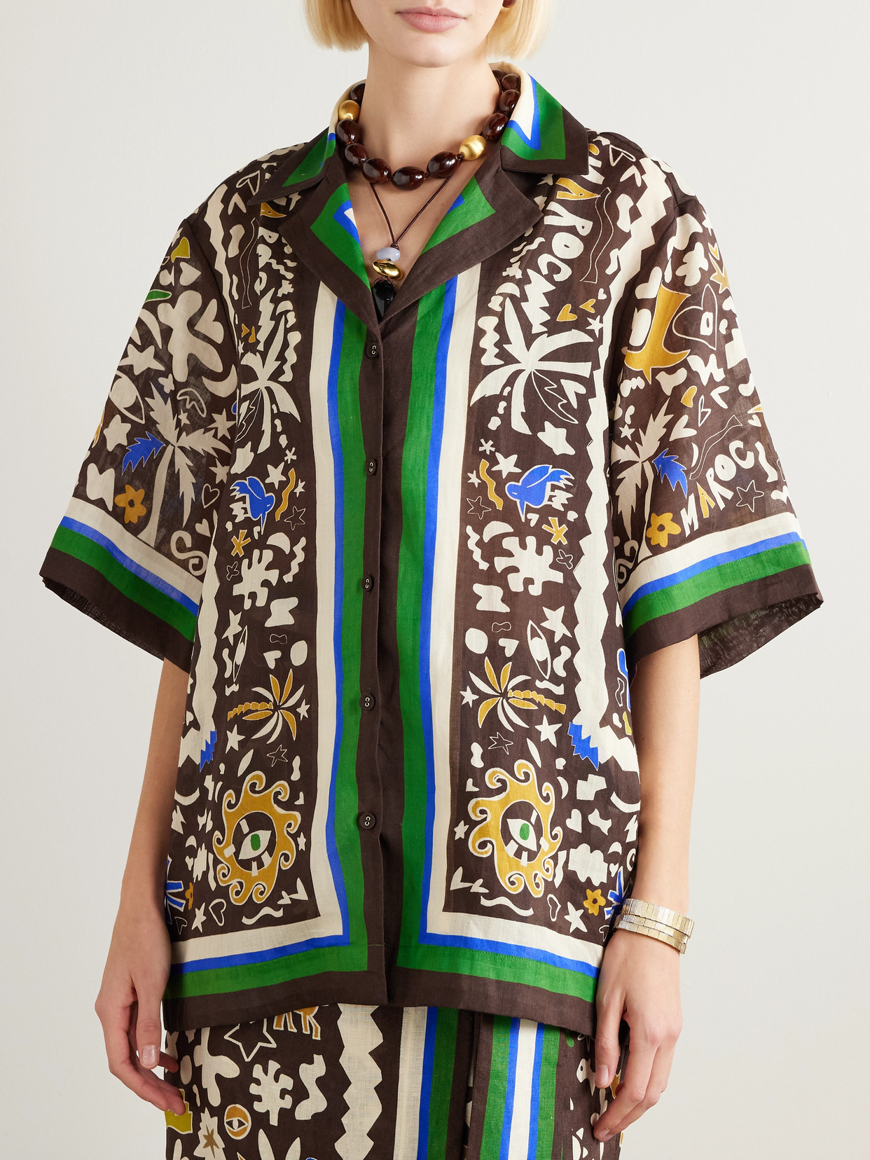 Alémais - Maroc Oversized Printed Ramie Shirt