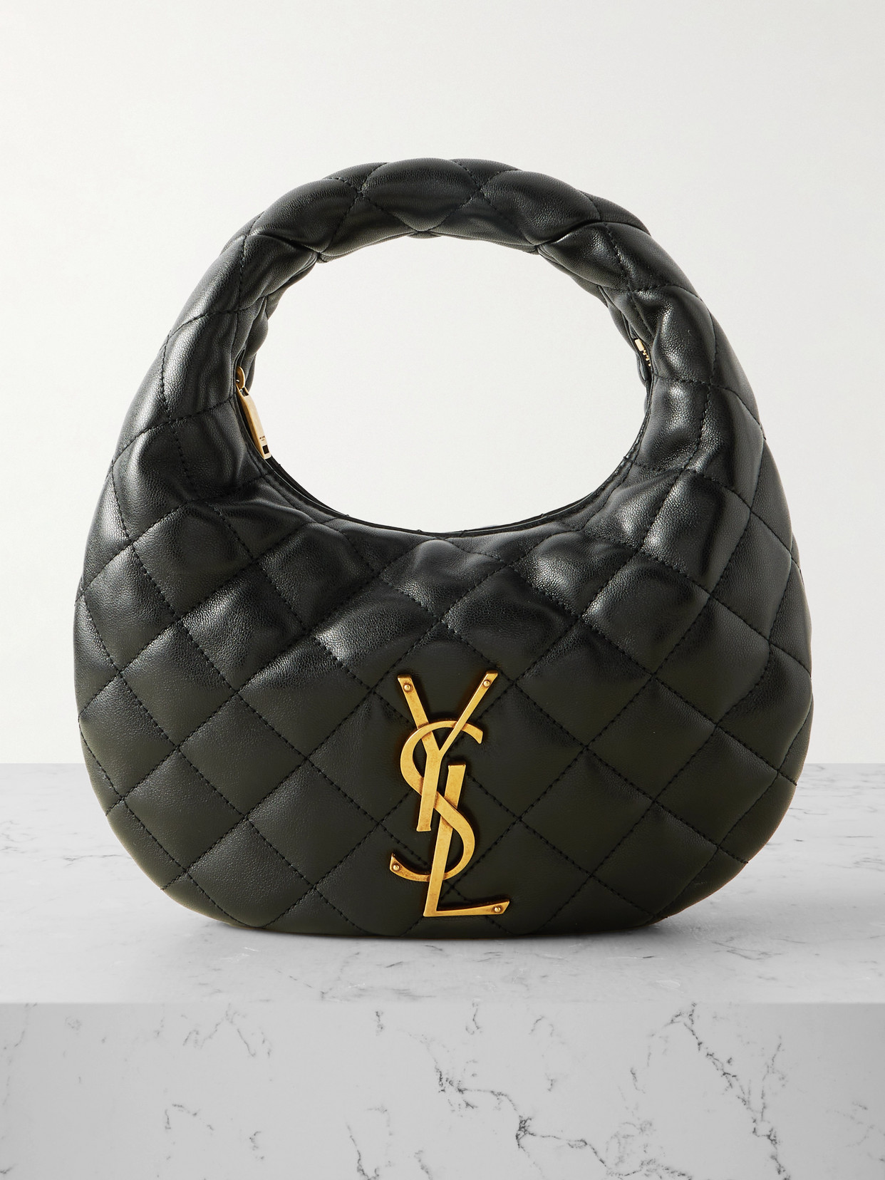 Saint Laurent Icarino Baby Quilted Leather Tote In Black
