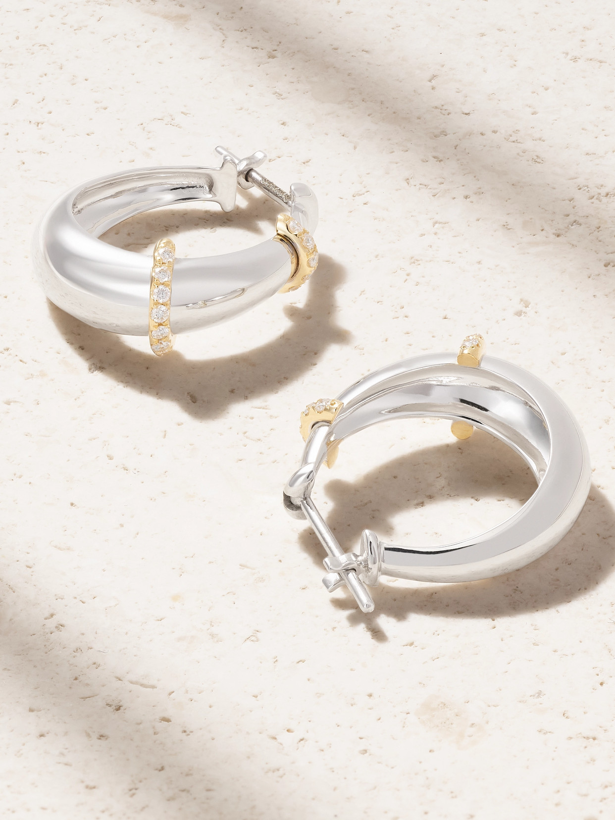 L'atelier Nawbar Buoy 18-karat White And Yellow Gold Diamond Hoop Earrings In Gold