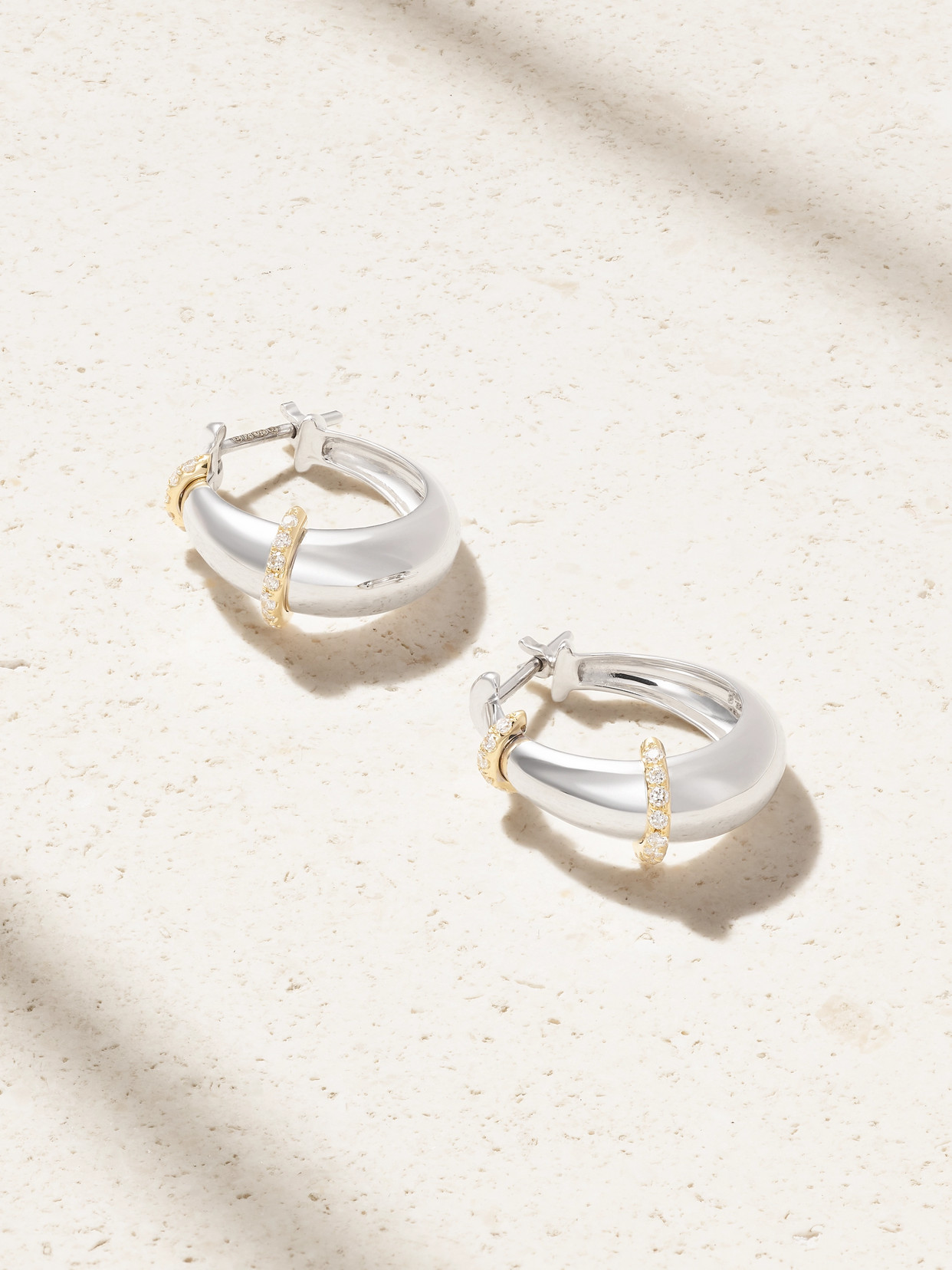 L'atelier Nawbar Buoy 18-karat White And Yellow Gold Diamond Hoop Earrings