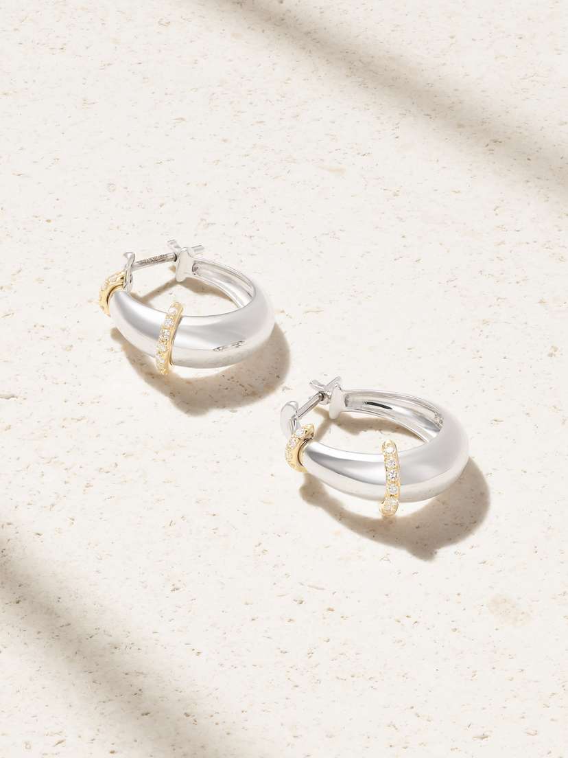 L’Atelier Nawbar Buoy 18-karat White And Yellow Gold Diamond Hoop Earrings