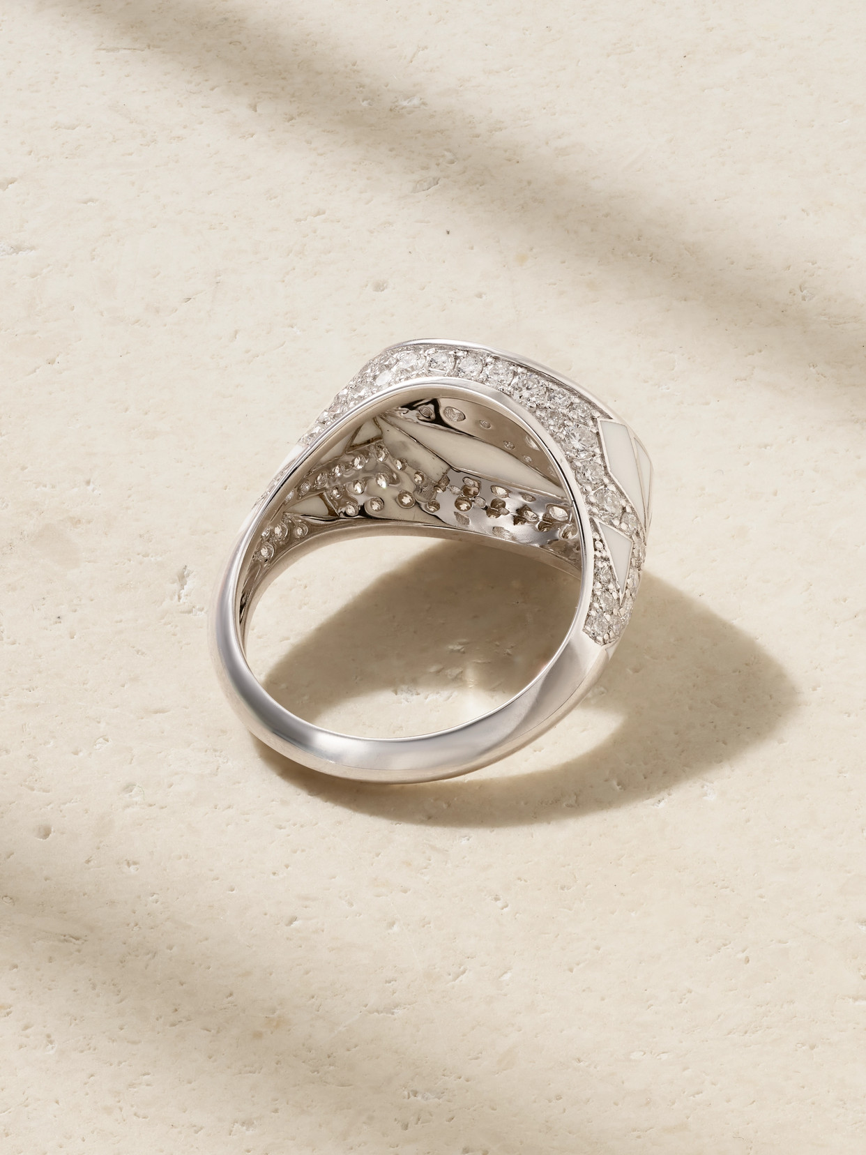L'atelier Nawbar The Fragments 18-karat White Gold, Diamond And Enamel Ring In Gold