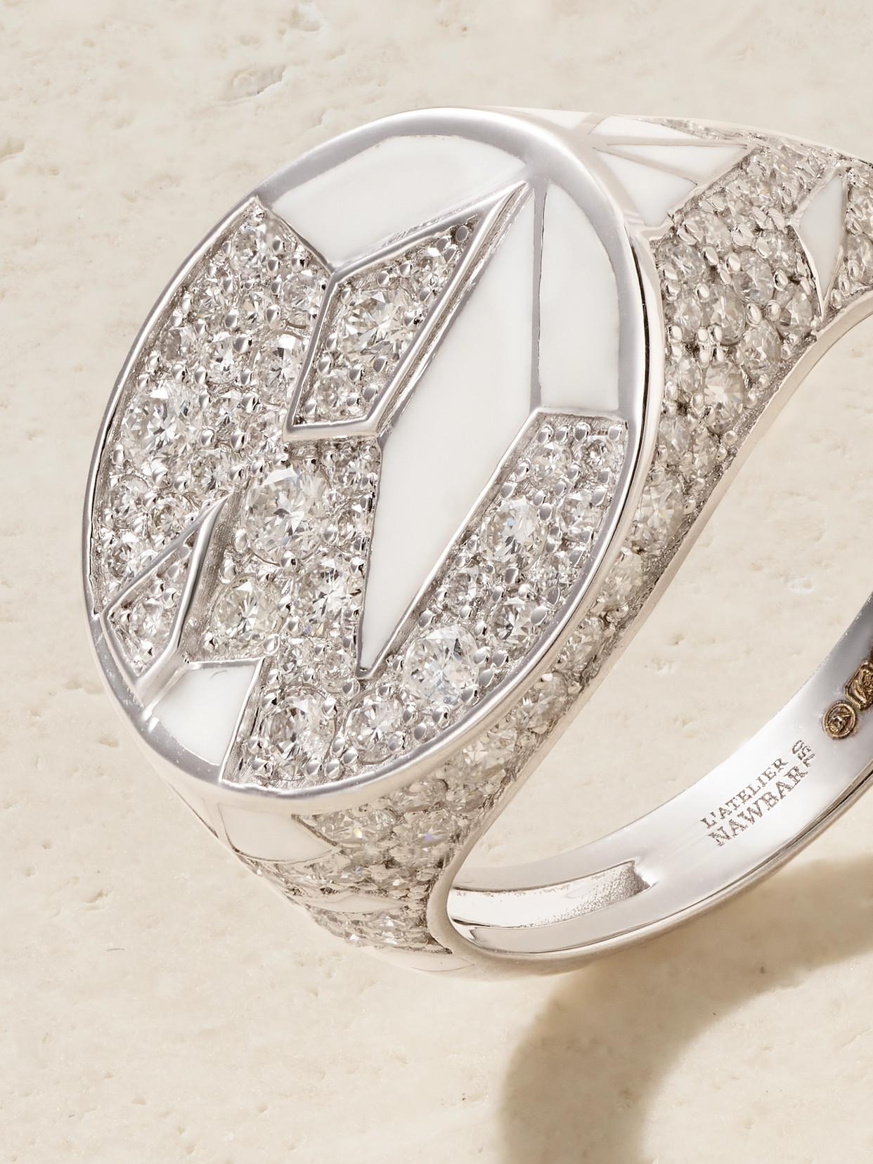 L'atelier Nawbar The Fragments 18-karat White Gold, Diamond And Enamel Ring In Gold