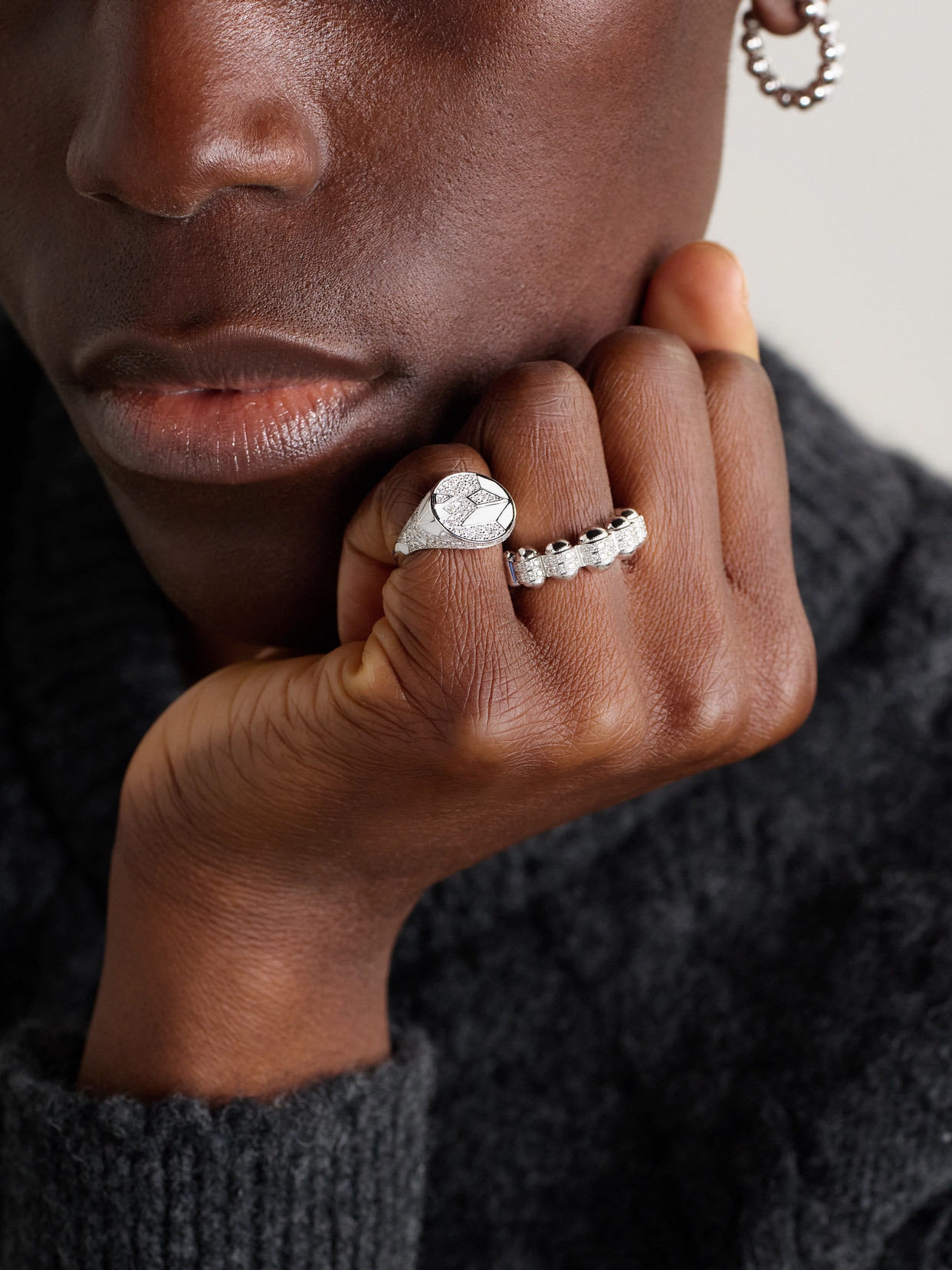 L'atelier Nawbar The Fragments 18-karat White Gold, Diamond And Enamel Ring In Gold