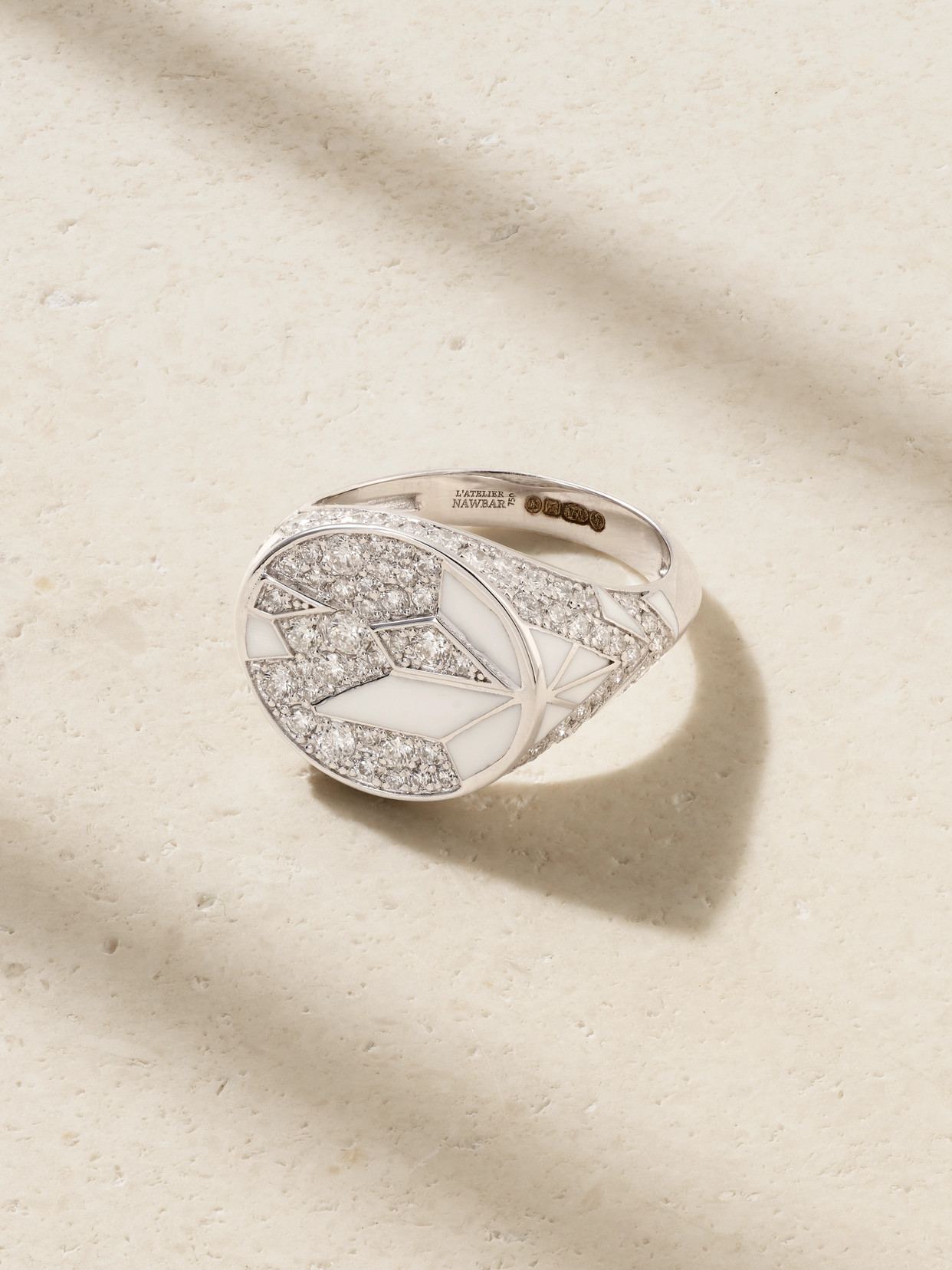 L'atelier Nawbar The Fragments 18-karat White Gold, Diamond And Enamel Ring
