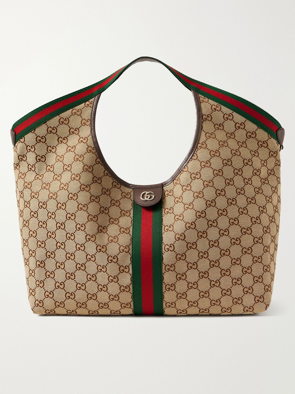 Giglio large leather-trimmed canvas-jacquard tote