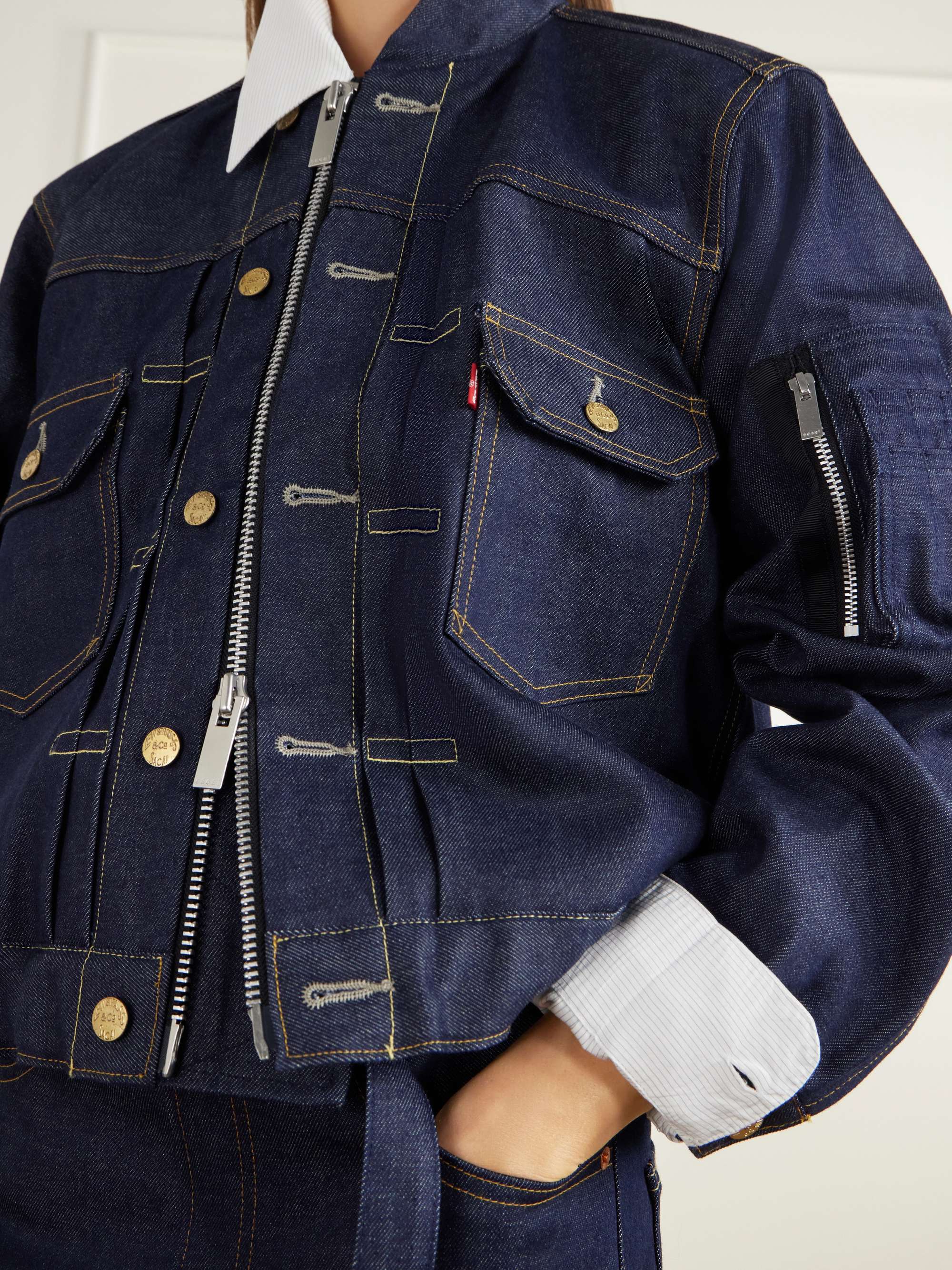 SACAI Washed denim bomber jacket | NET-A-PORTER