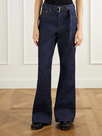 Sacai + Levi's belted webbing-trimmed mid-rise flared jeans