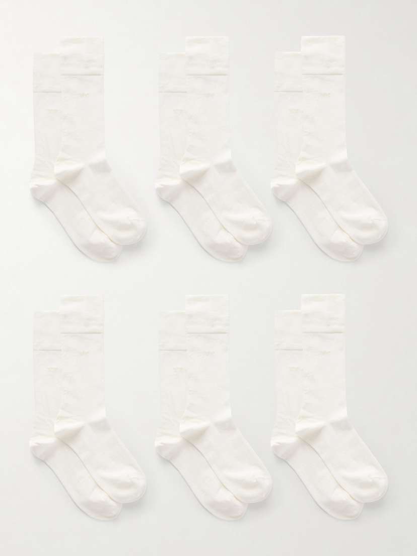 CDLP Set Of Six Ribbed Cotton-blend Socks