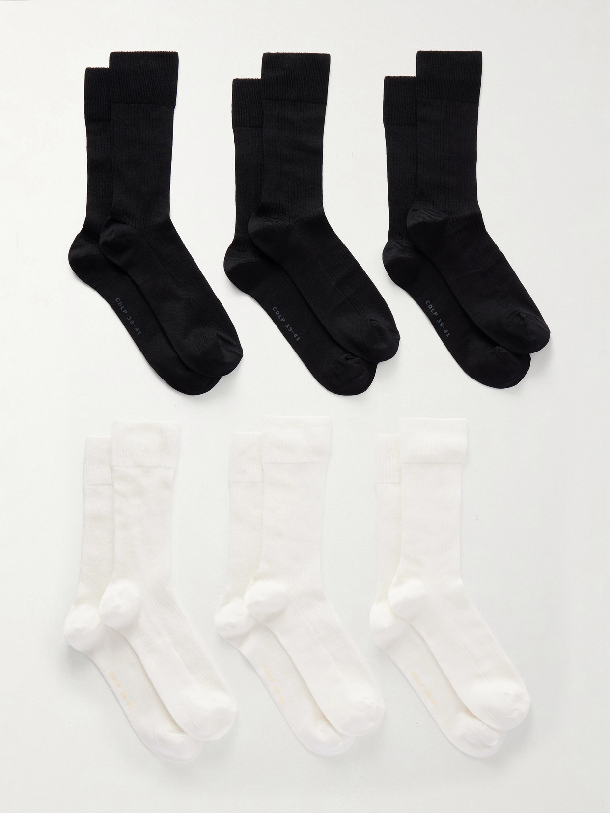 Cdlp Set Of Six Ribbed Cotton-blend Socks In Multi