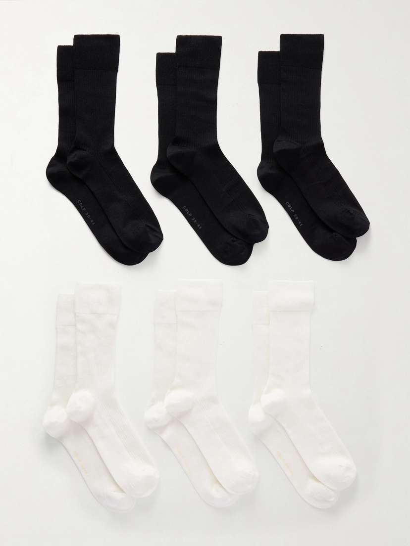 CDLP Set Of Six Ribbed Cotton-blend Socks