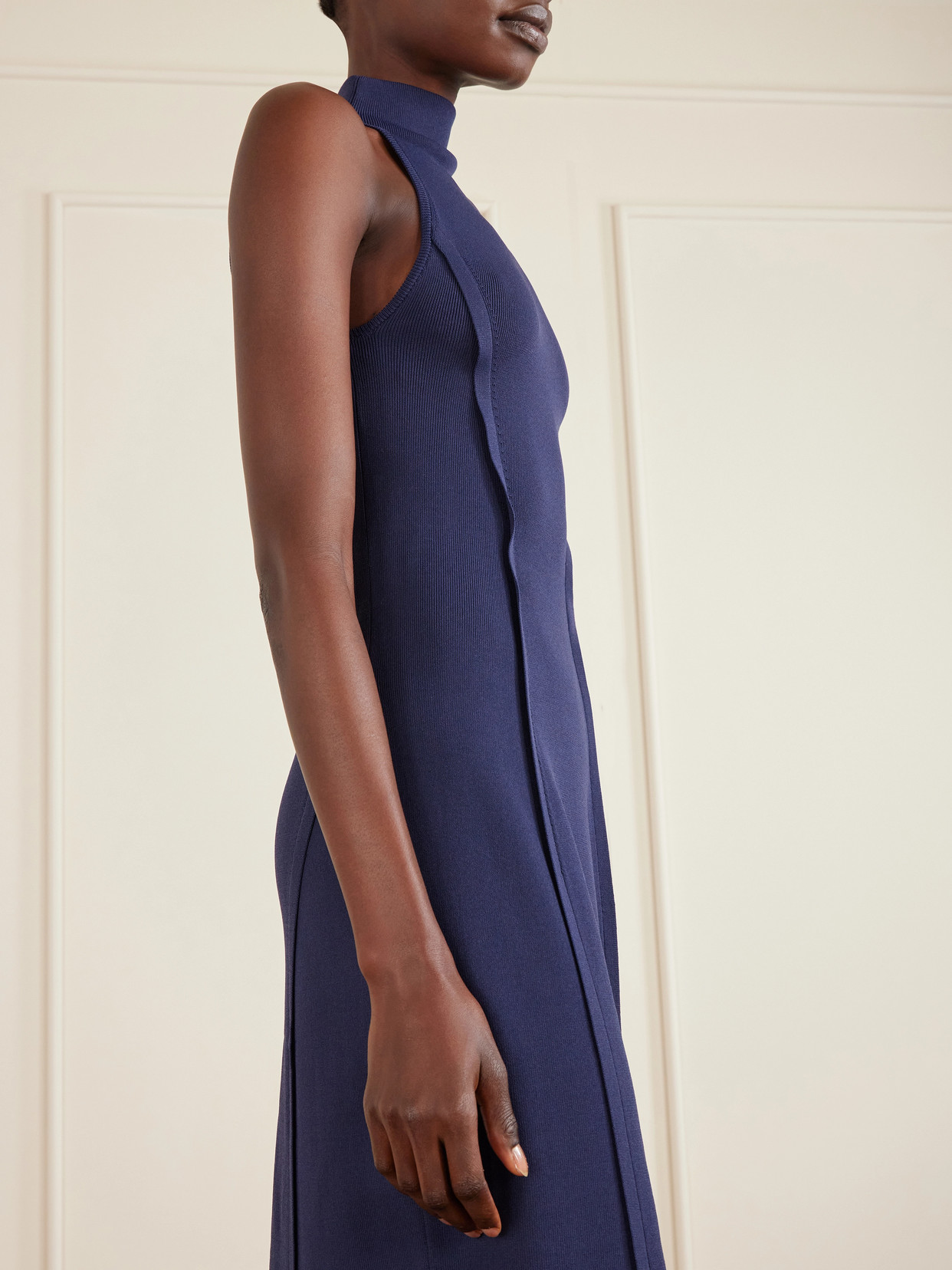 Cult Gaia Keller Stretch-knit Turtleneck Midi Dress In Blue