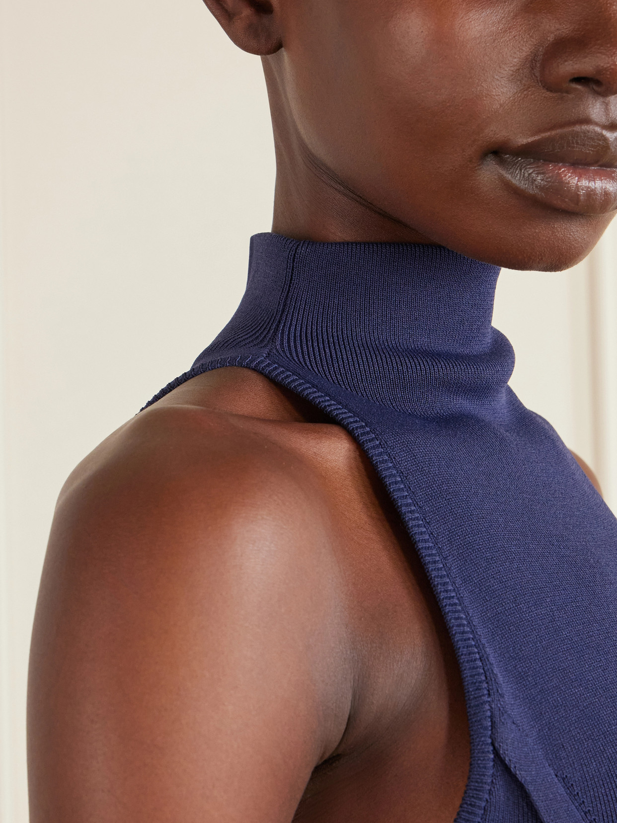 Cult Gaia Keller Stretch-knit Turtleneck Midi Dress In Blue