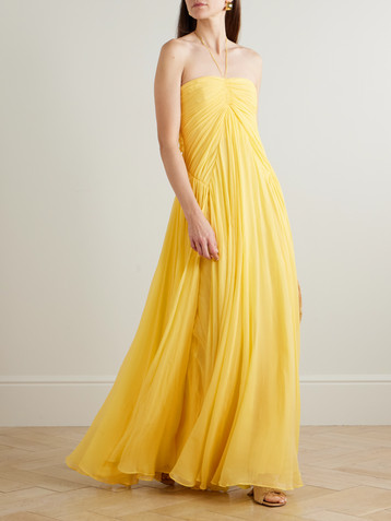 Cult Gaia Ritz gathered silk-chiffon halterneck maxi dress