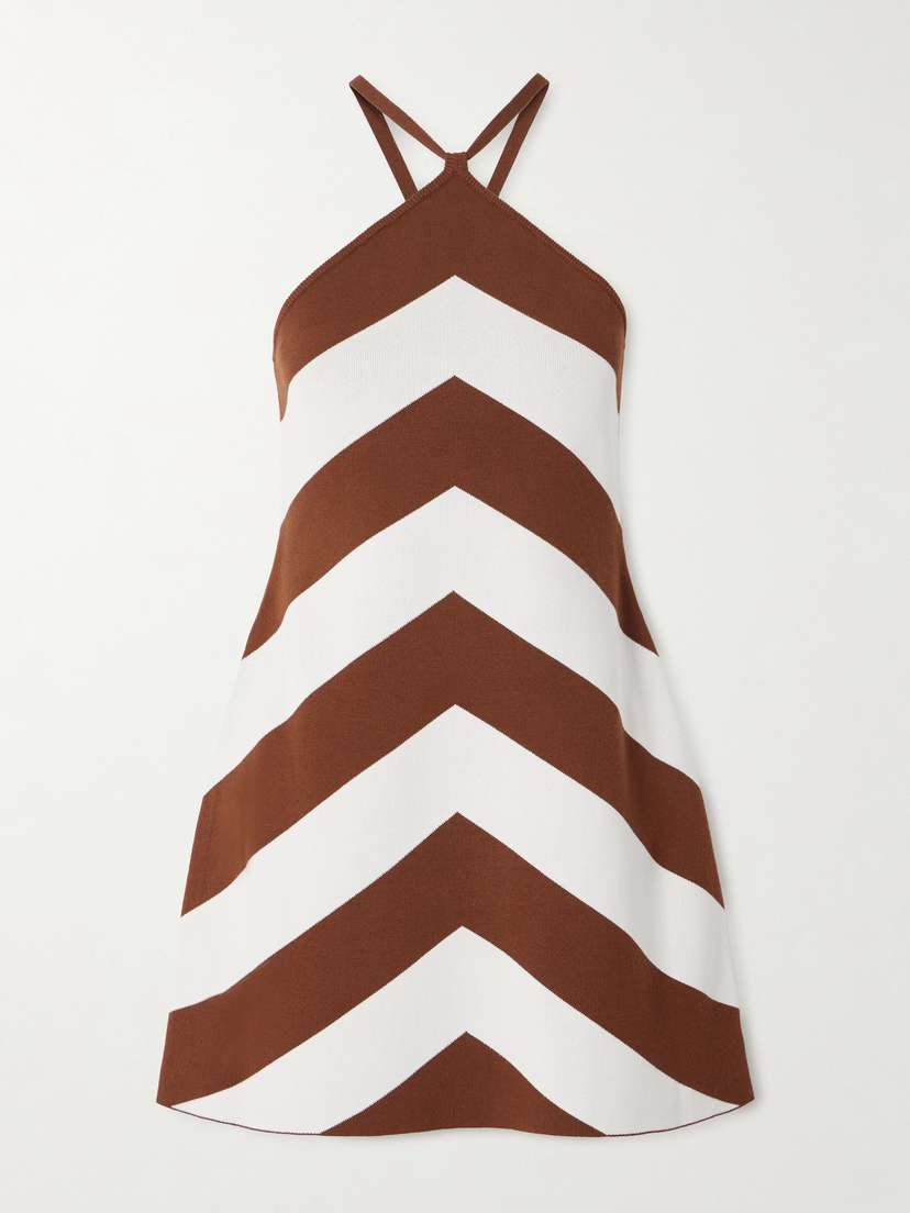 Cult Gaia Nelson Striped Jacquard-knit Halterneck Mini Dress