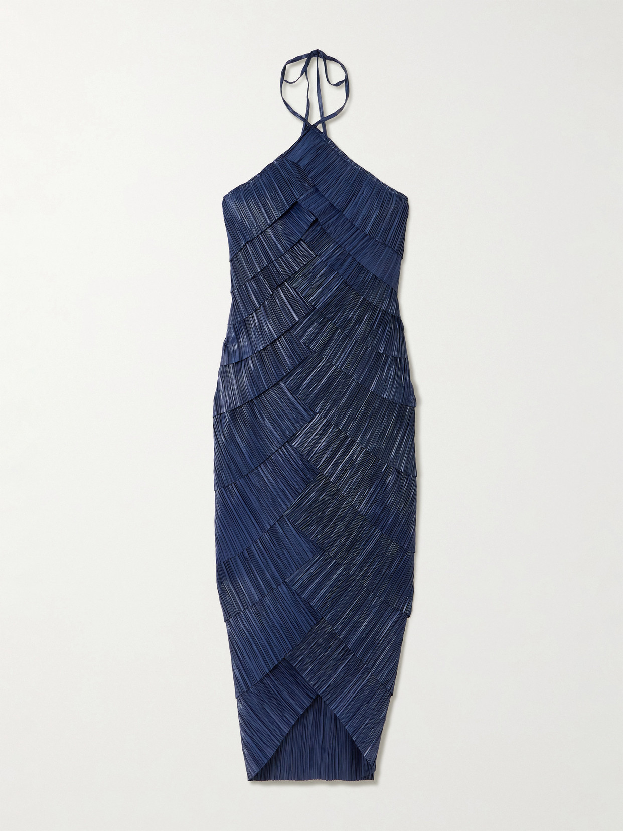 Cult Gaia Patrizia Halter-neck Pleated Midi Dress In Blue