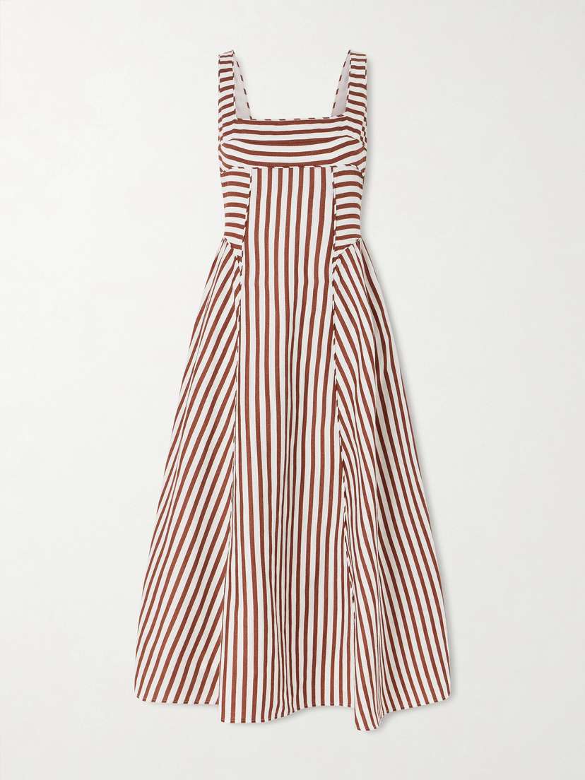 Cult Gaia Carla Cutout Striped Woven Midi Dress