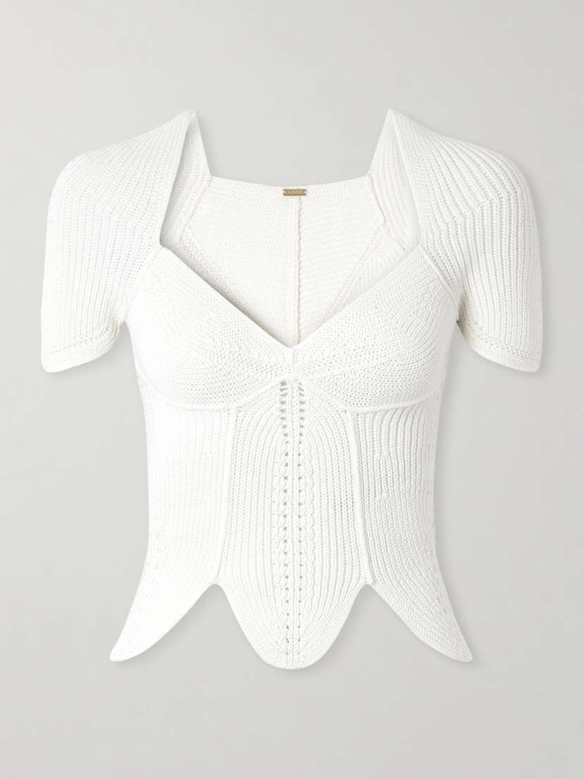 Cult Gaia Eliza Crocheted Cotton Top