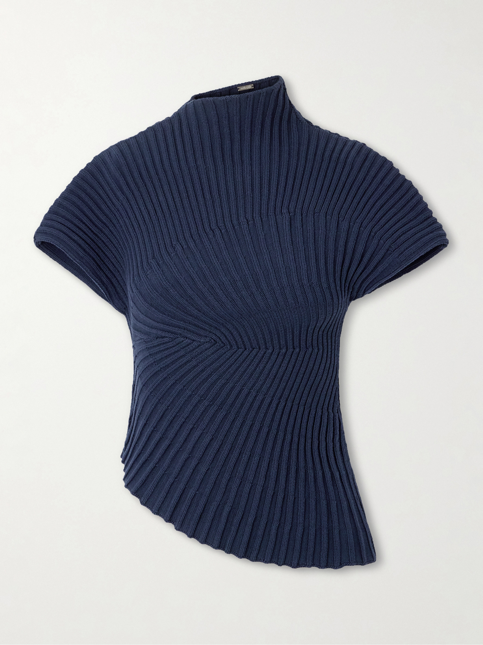 Cult Gaia Annemie asymmetric ribbed cotton top