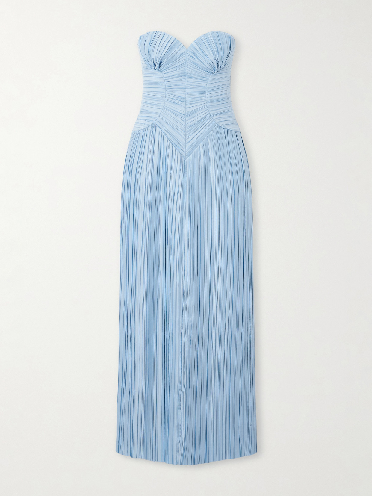 Cult Gaia Ashika Pleated-satin Gown In Blue