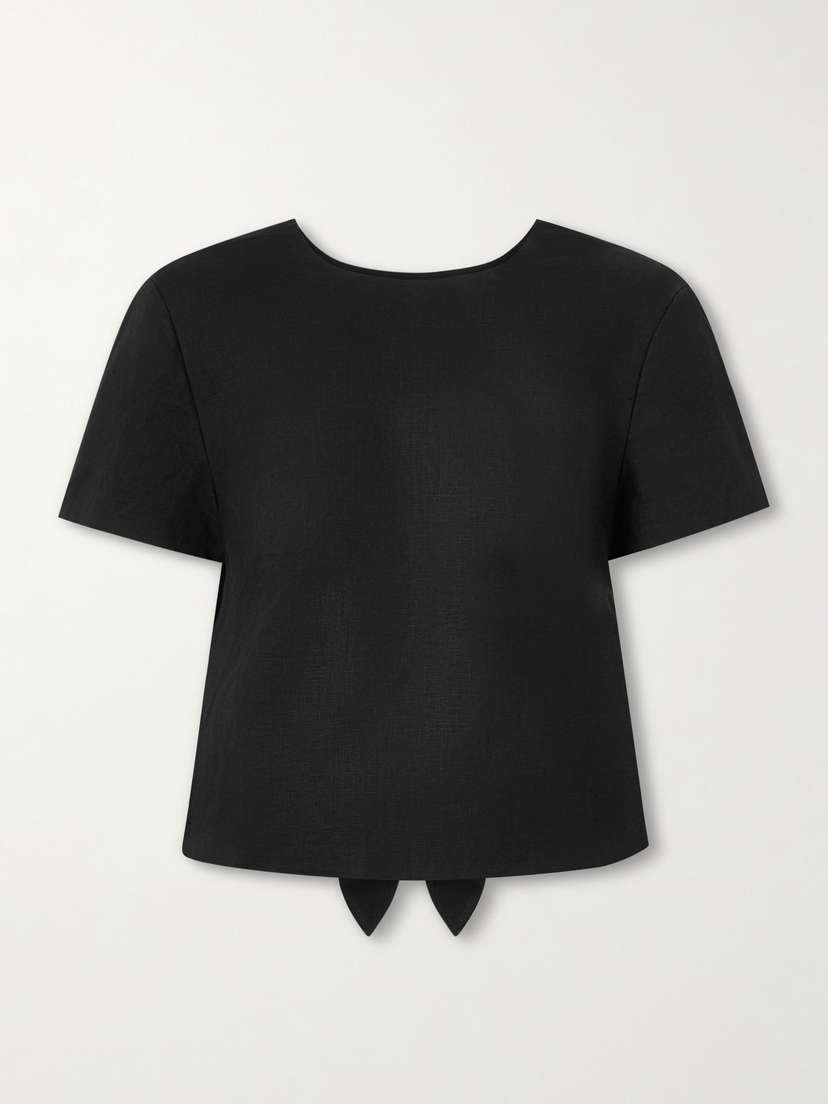 Cult Gaia Safa Bow-detailed Open-back Linen Blouse