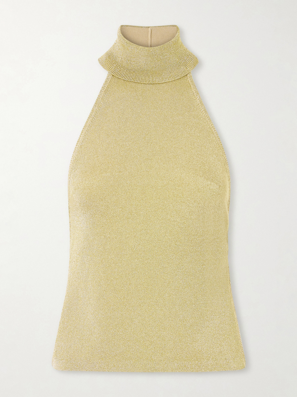 Wake Ribbed Metallic Halterneck Top