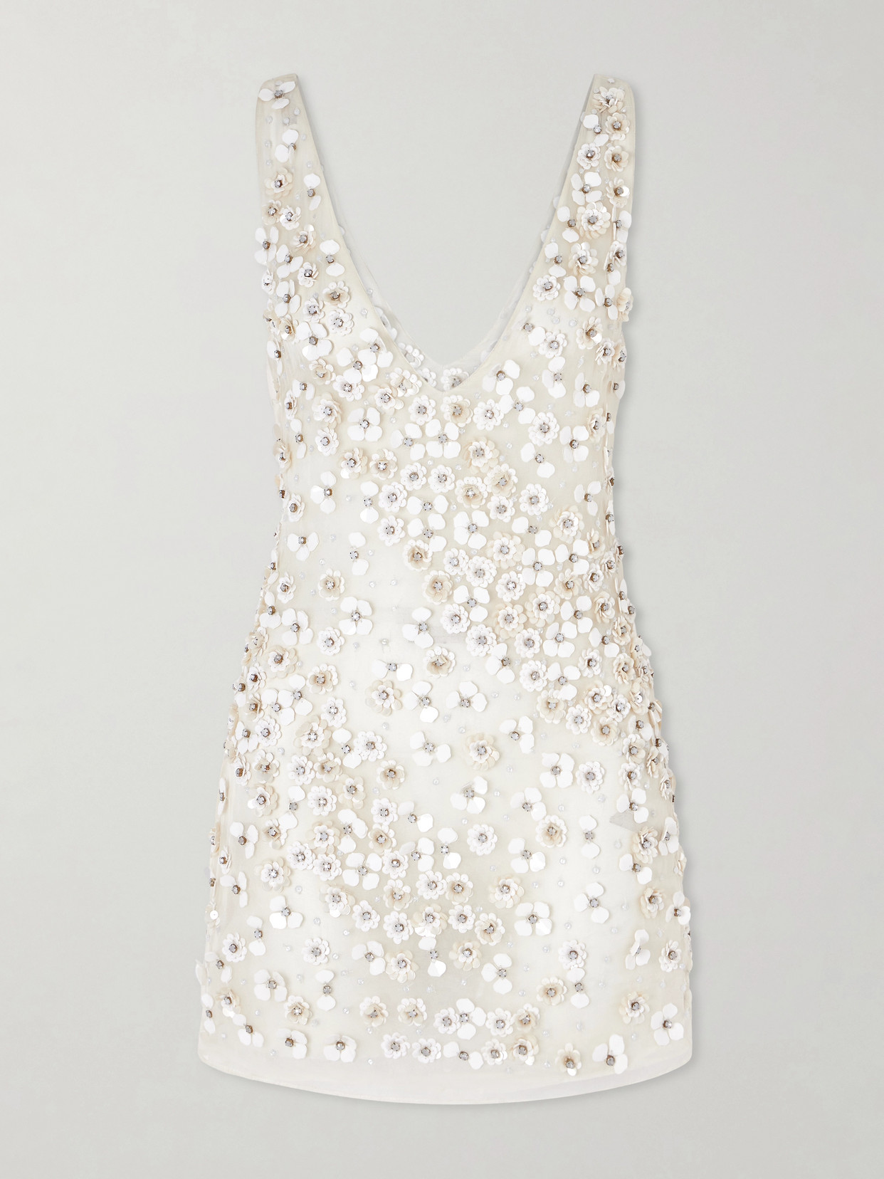 Cult Gaia Sapphira Floral-embellished Silk-organza Mini Dress In White