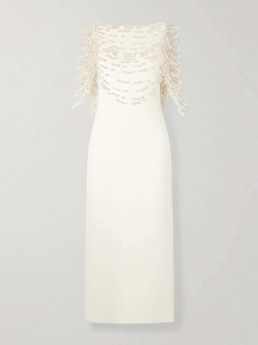 Cult Gaia Meri Cape-effect Open-back Embellished Knitted Midi Dress