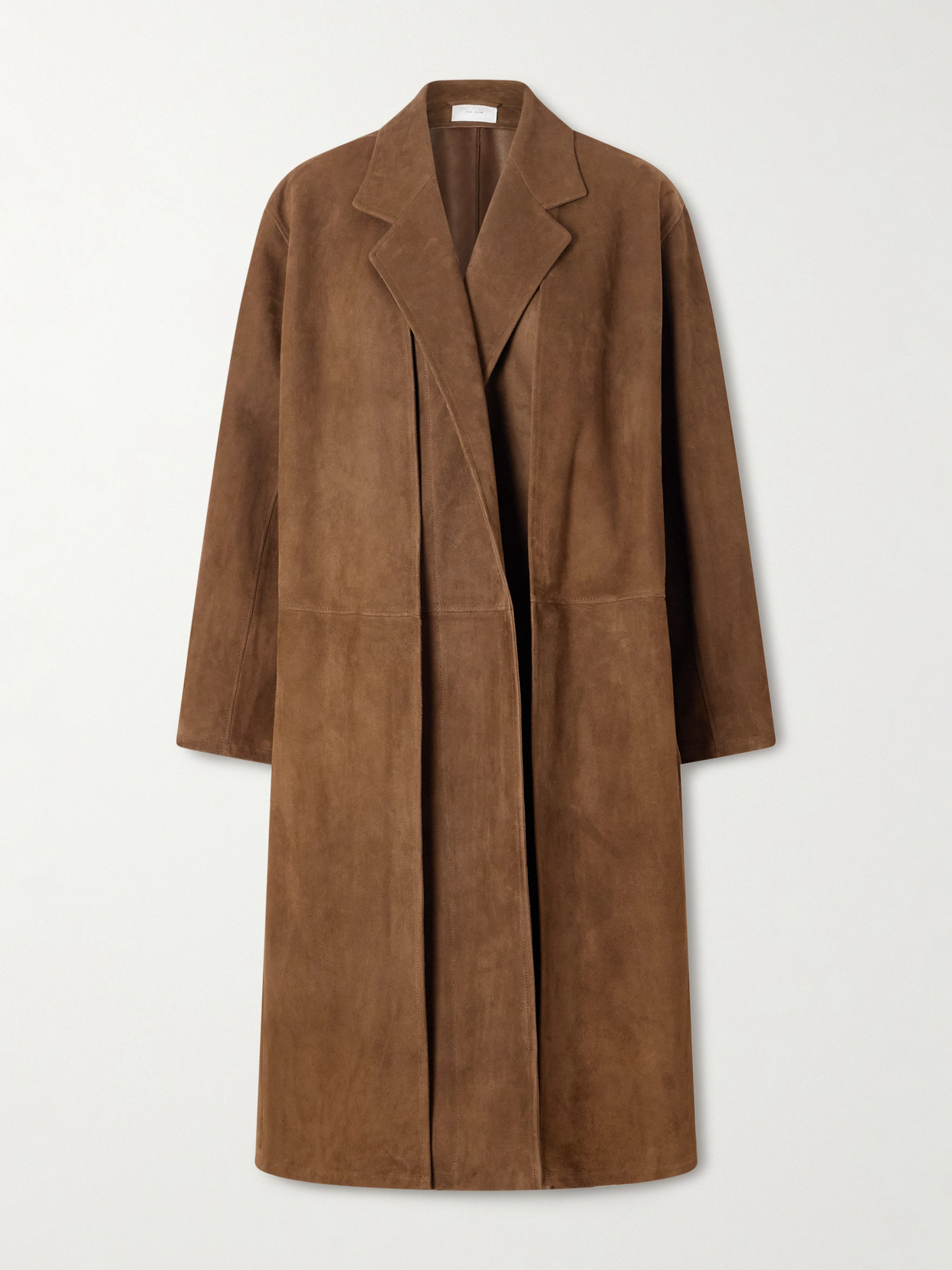 The Row Serenis Paneled Suede Coat In Brown