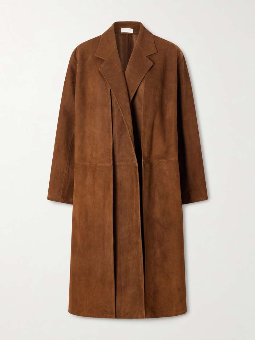 The Row Serenis Paneled Suede Coat