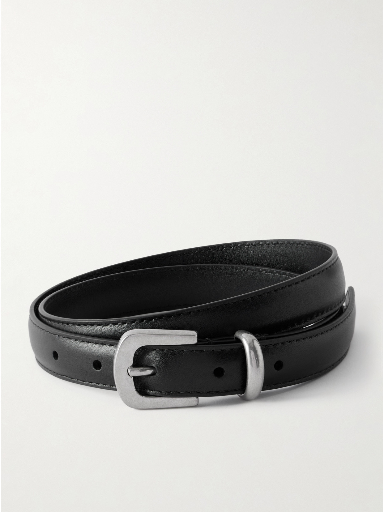 The Row Leather Belt In Black