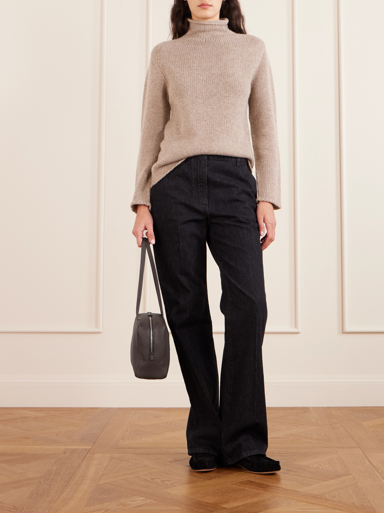 The Row Astra Textured-leather Shoulder Bag In Brown