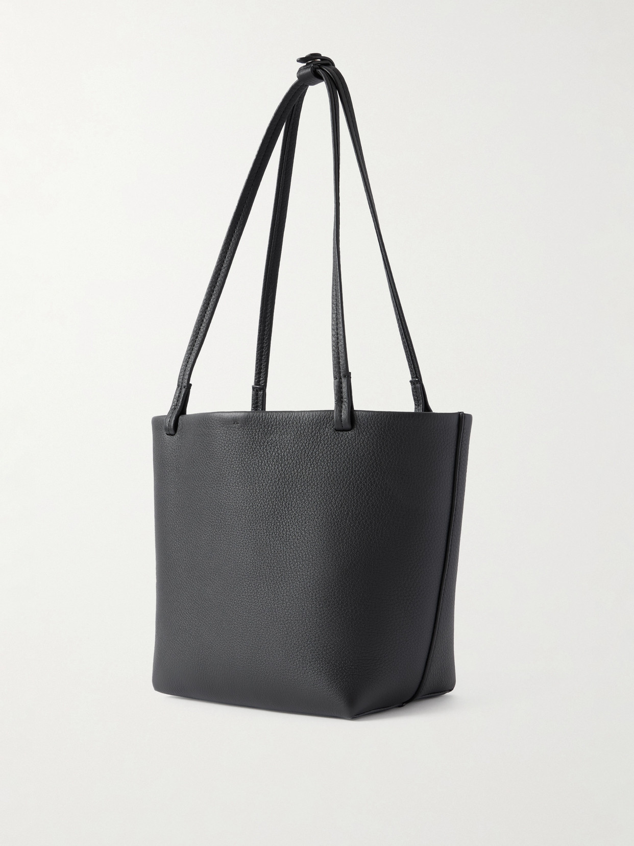 The Row Park Medium Textured-leather Tote In Black