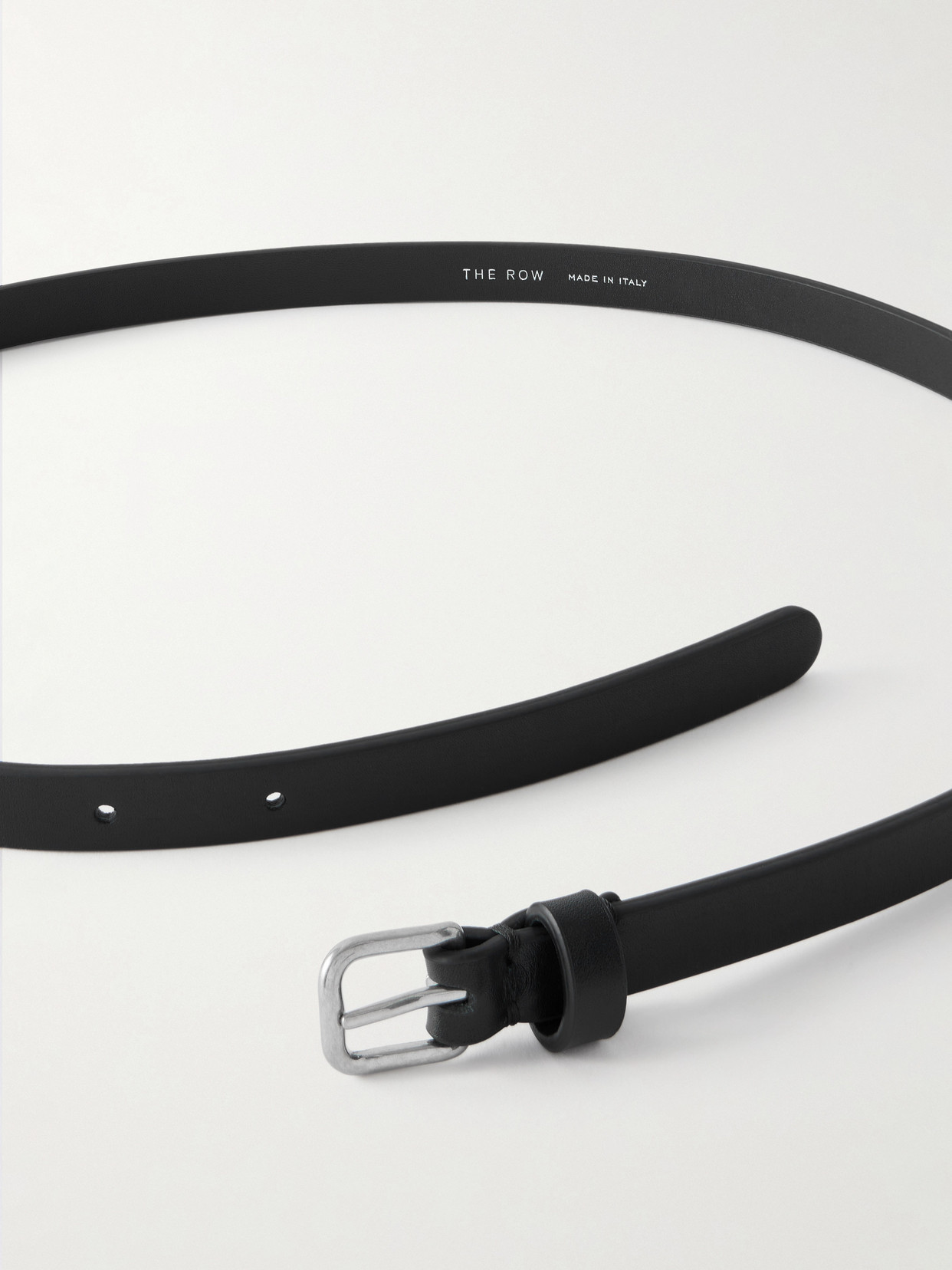 The Row Textured-leather Belt In Black