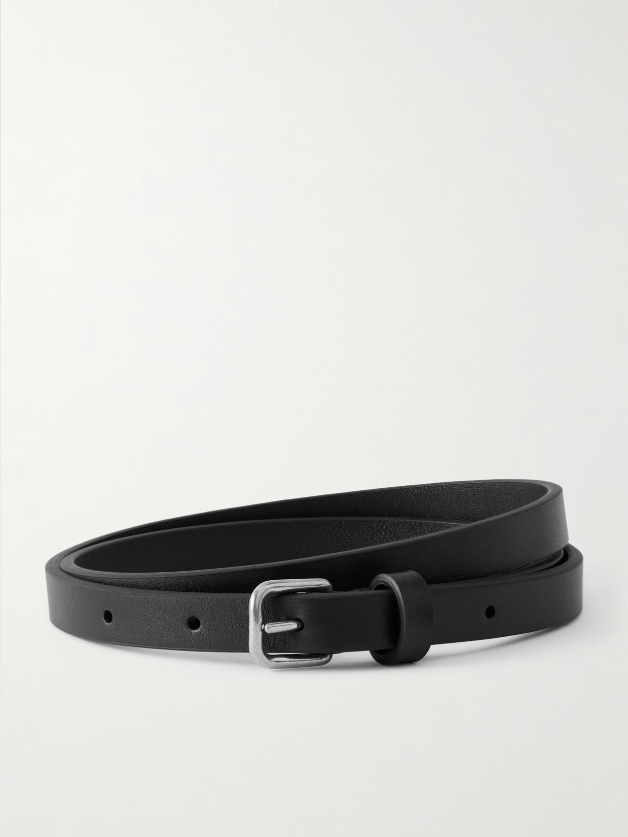The Row Textured-leather Belt In Black