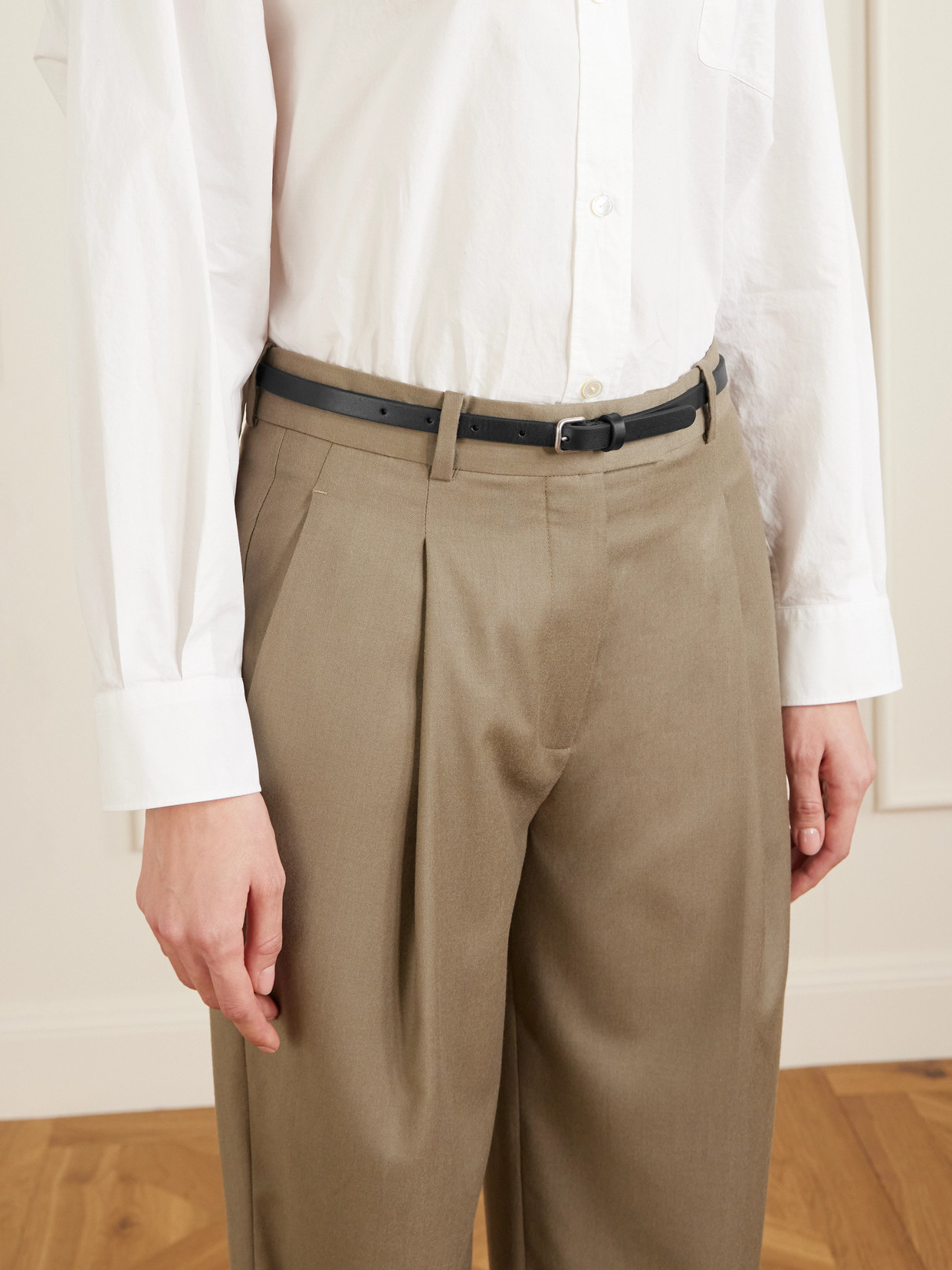 The Row Textured-leather Belt In Black