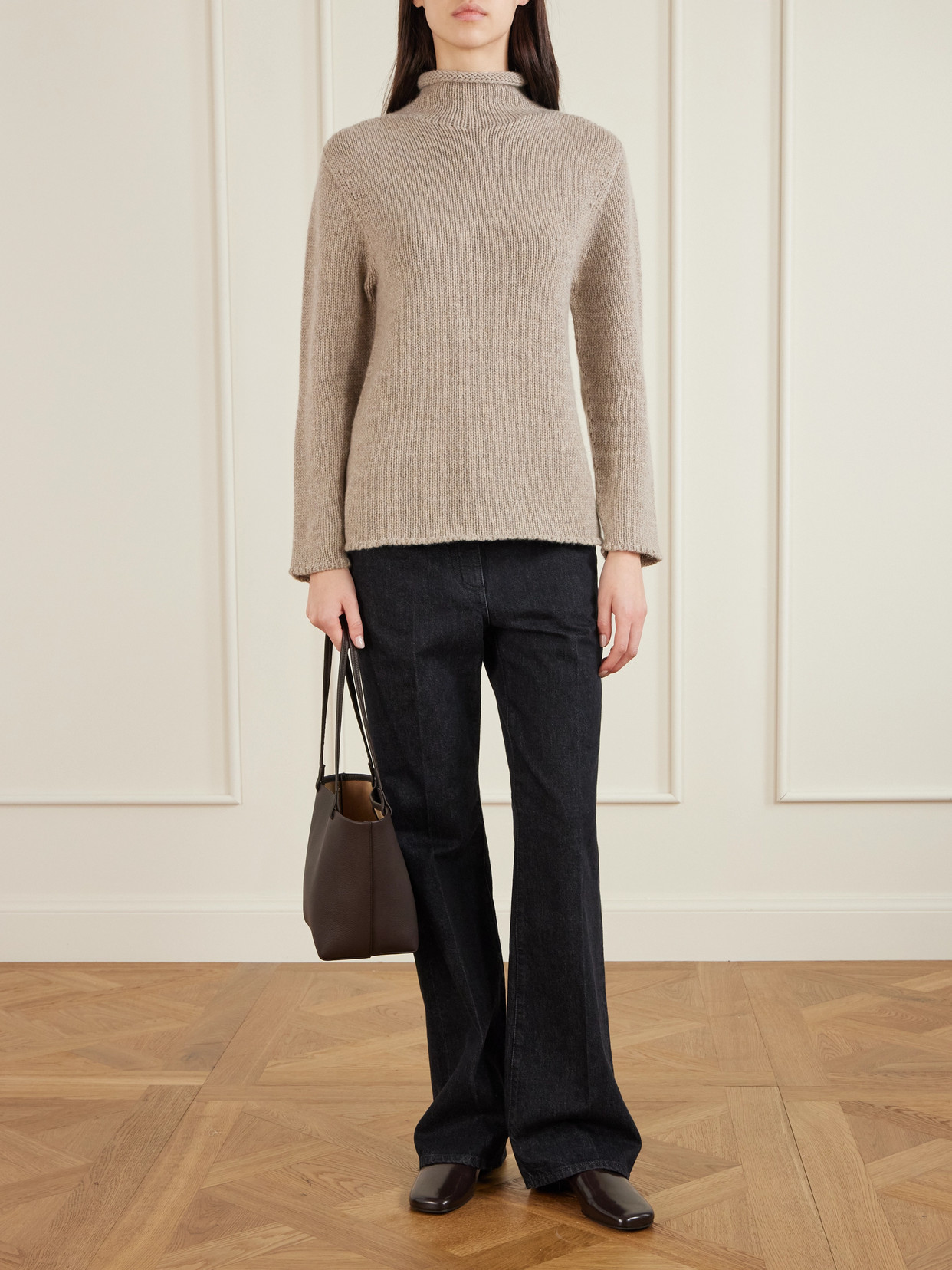 The Row Park Medium Textured-leather Tote In Brown