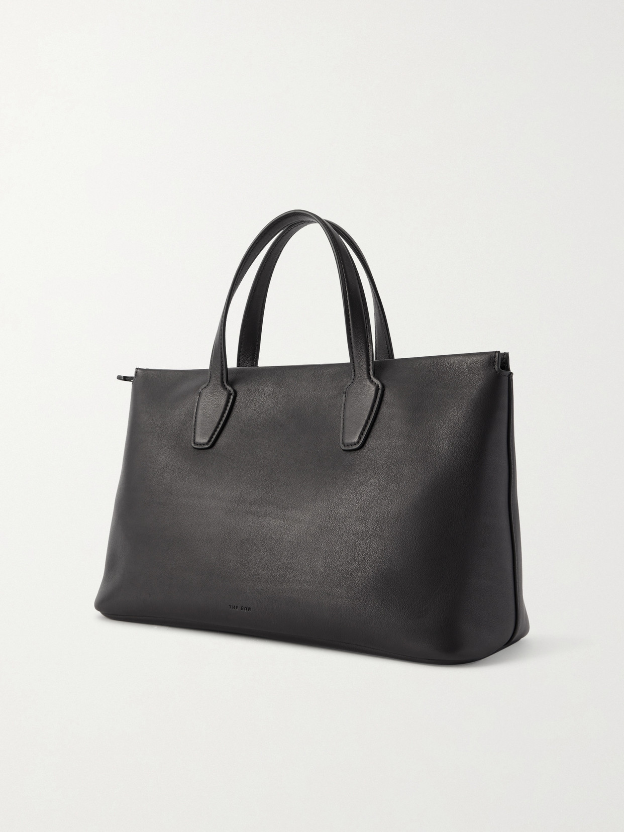 The Row Marcel Textured-leather Tote In Black