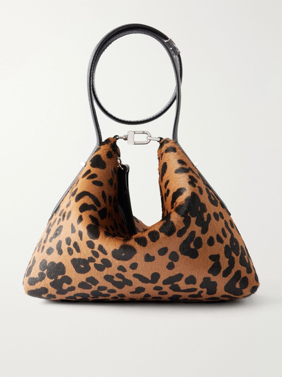 Lucky Wristlet leather-trimmed leopard-print calf hair shoulder bag