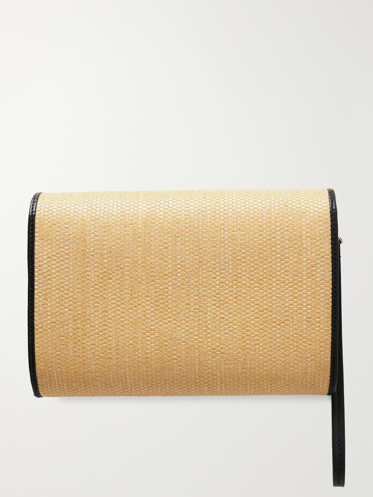 Travel Leather-Trimmed Raffia Shoulder Bag