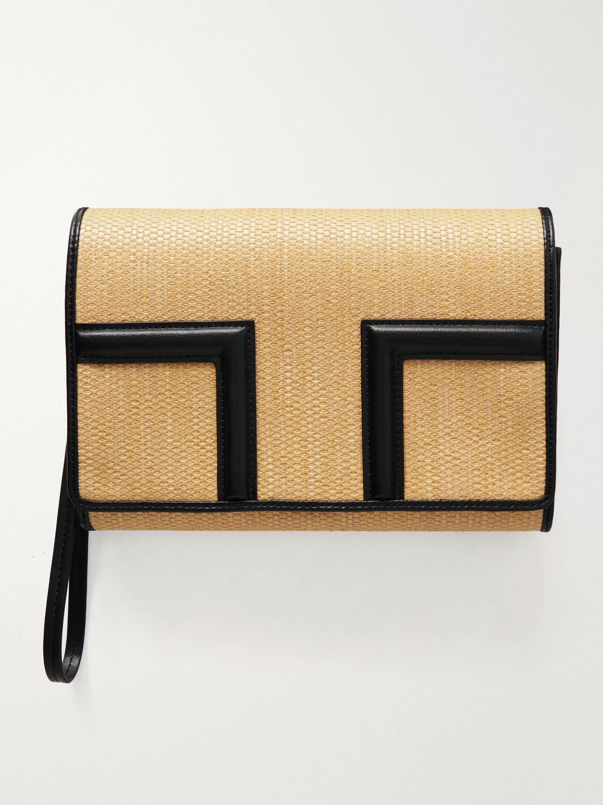 Totême Travel Leather-trimmed Raffia Shoulder Bag In Nude