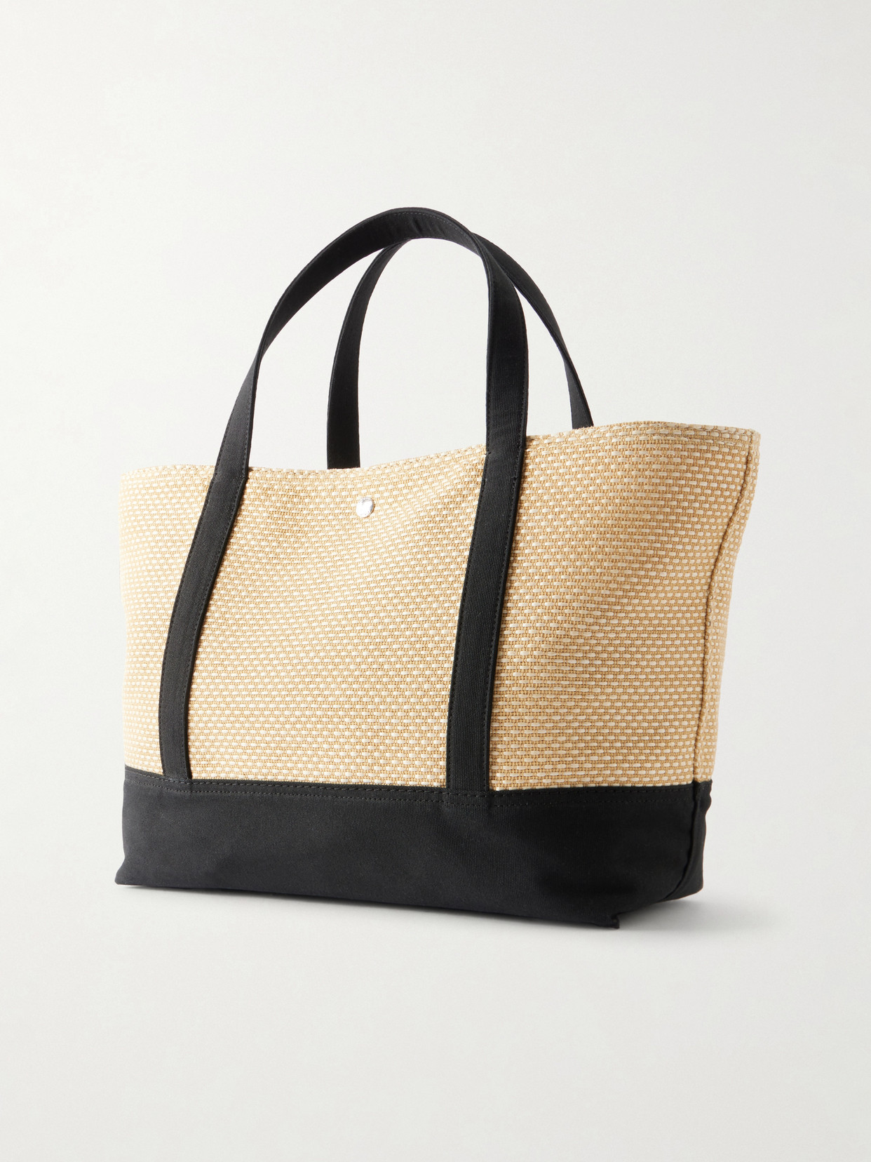 Canvas-Trimmed Raffia Tote