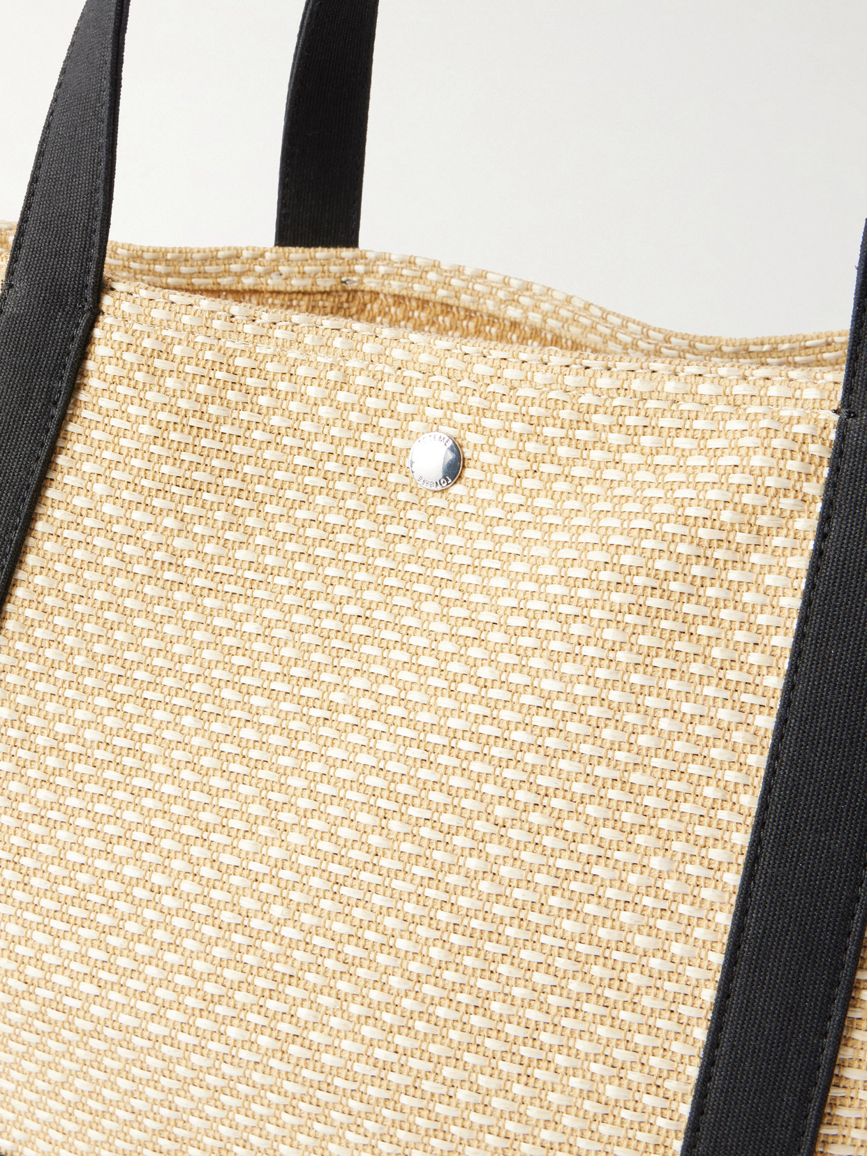 Canvas-Trimmed Raffia Tote