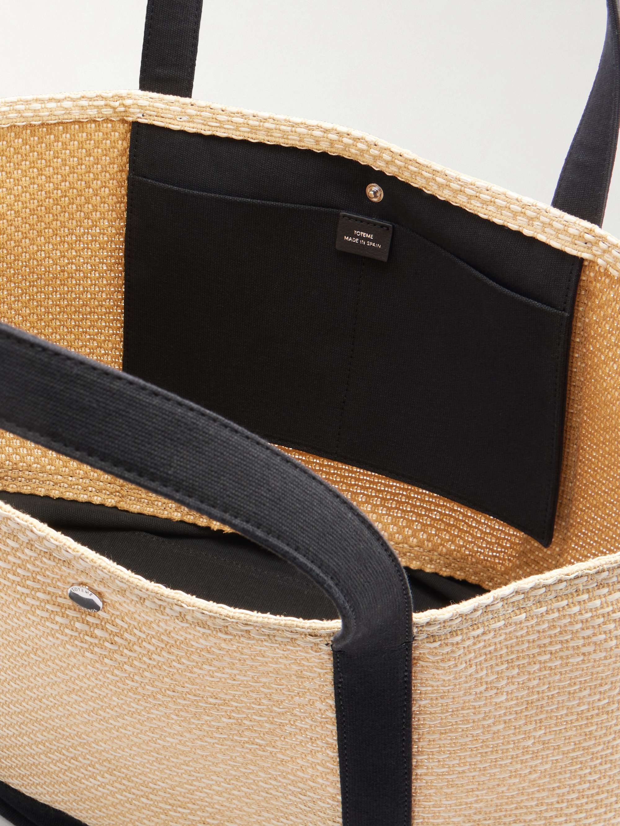 TOTEME Canvas-trimmed raffia tote | NET-A-PORTER