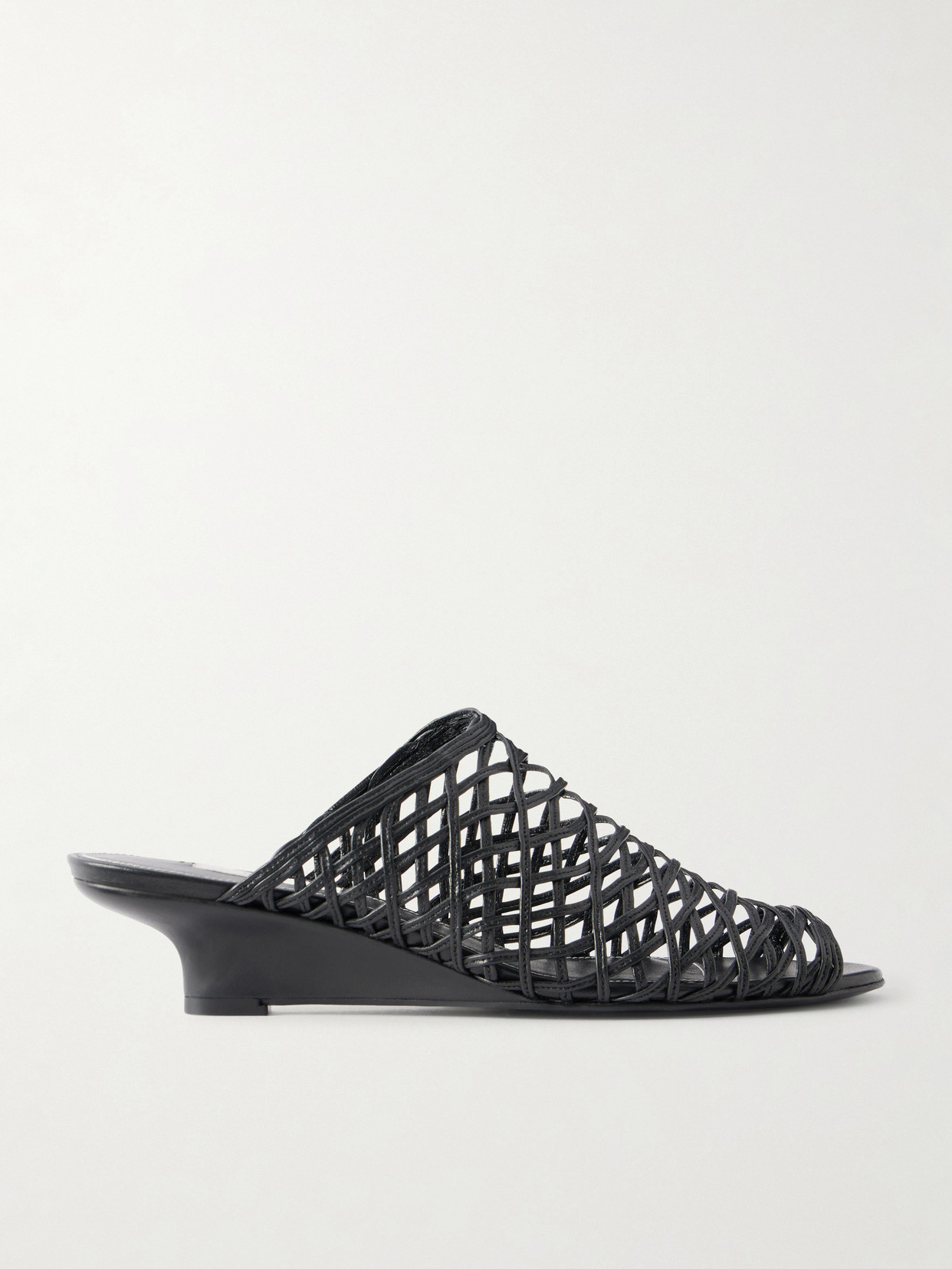 TOTEME - Woven Leather Wedge Mules - Black