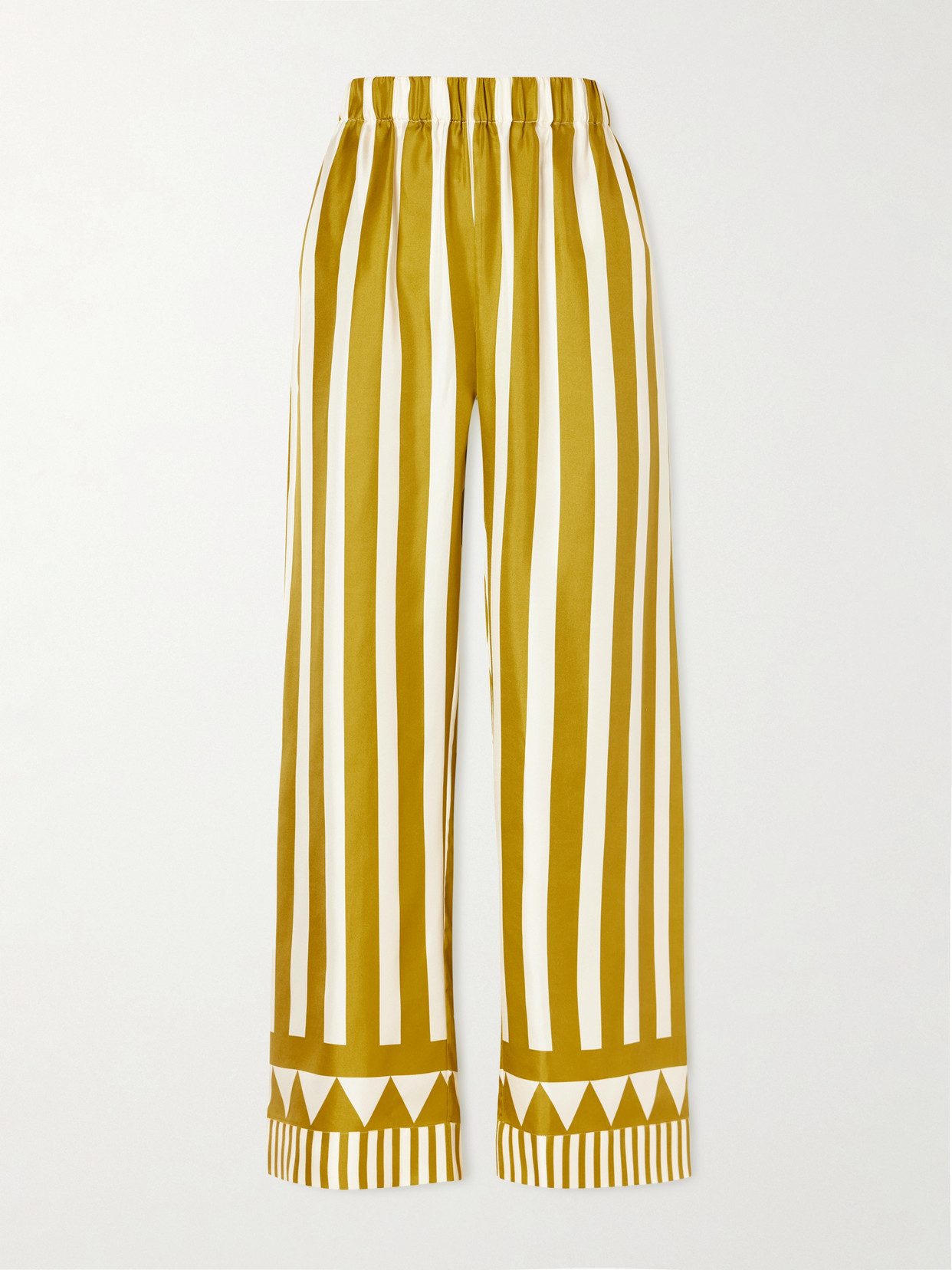 Eres Pacha Striped Silk-twill Straight-leg Pants In Green