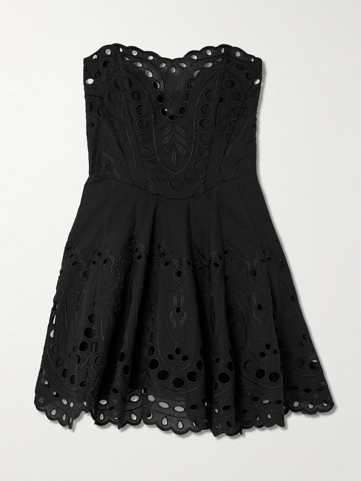 Charo Ruiz Bail Broderie Anglaise Cotton-blend Mini Dress In Black